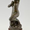 Jugendstil bronzen beeld naakte vrouw