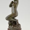 Jugendstil bronzen beeld naakte vrouw