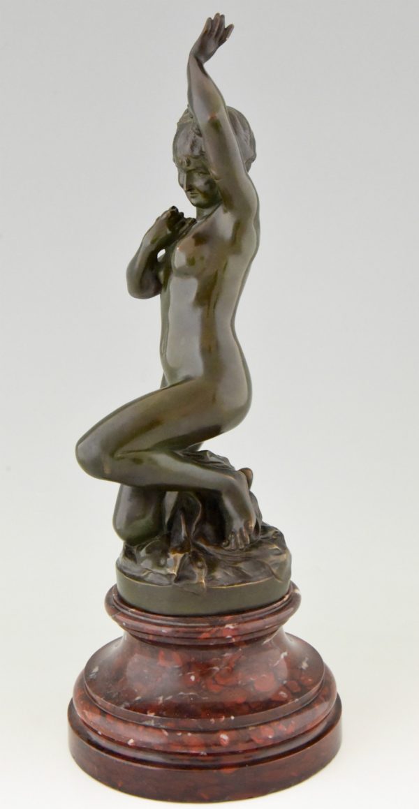 Jugendstil bronzen beeld naakte vrouw