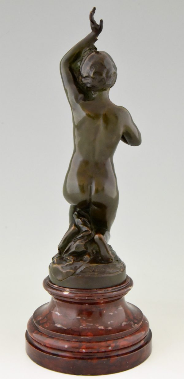 Jugendstil bronzen beeld naakte vrouw