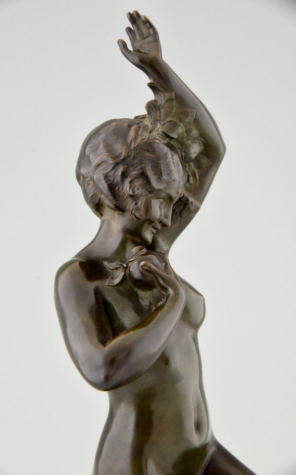 Jugendstil bronzen beeld naakte vrouw