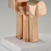 Sculpture moderne abstraite en bronze, socle en marbre