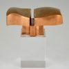 Bronze abstract sculpture on plexiglass base 1970