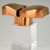 Bronze abstract sculpture on plexiglass base 1970