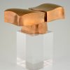 Bronze abstract sculpture on plexiglass base 1970