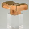 Bronze abstract sculpture on plexiglass base 1970