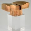 Bronze abstract sculpture on plexiglass base 1970