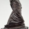 Pilgrim, bronze sculpture man with long coat and hat