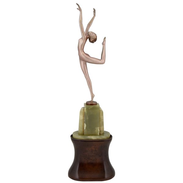 Art Deco bronze sculpture female nude dancer