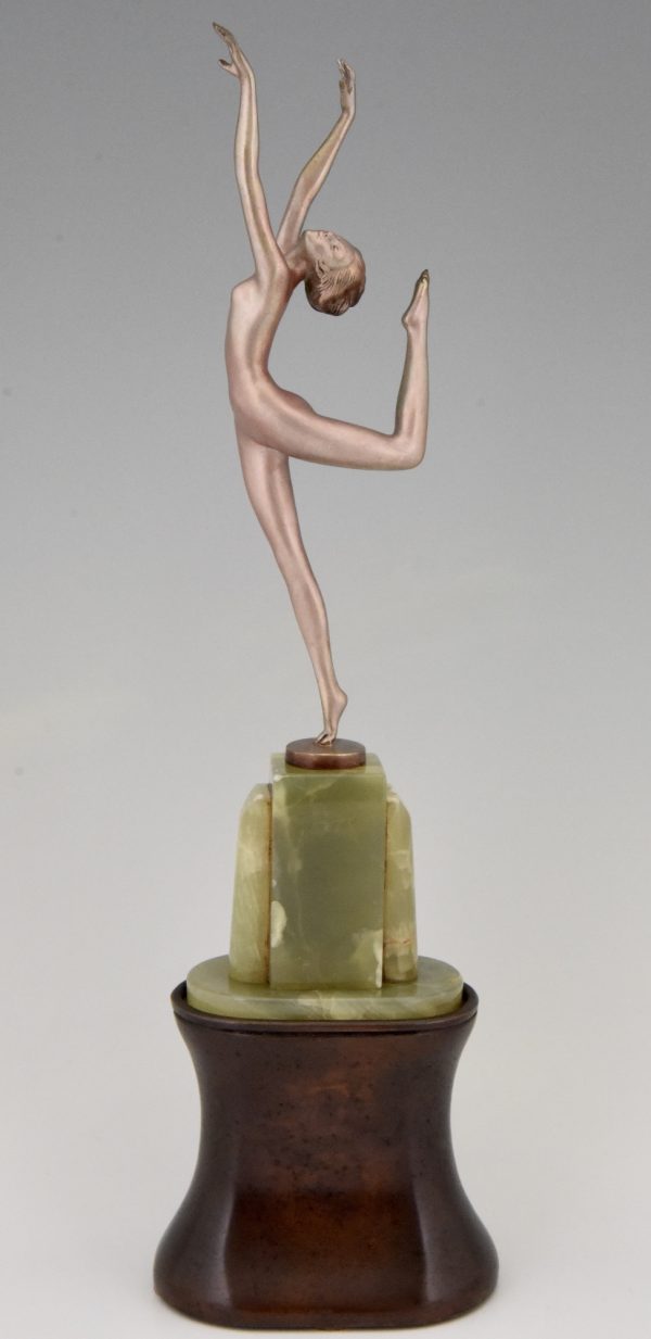 Art Deco bronze sculpture female nude dancer