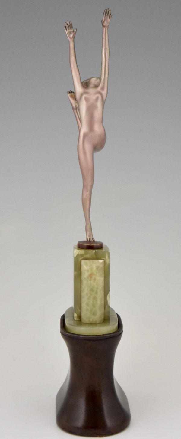 Art Deco bronze sculpture female nude dancer