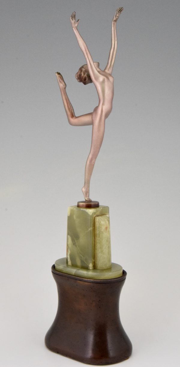 Art Deco bronze sculpture female nude dancer