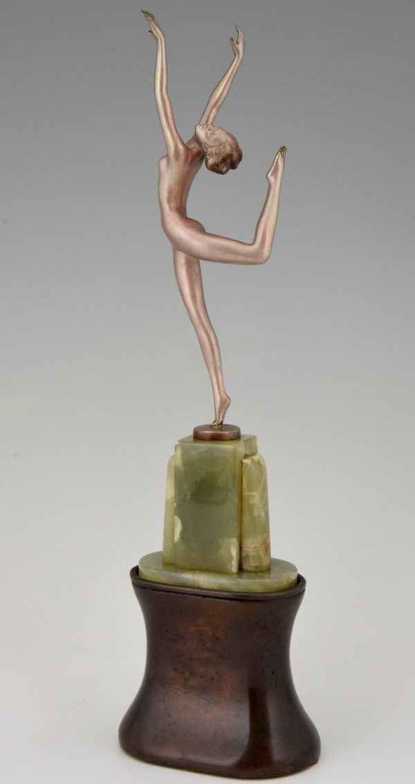 Art Deco bronze sculpture female nude dancer