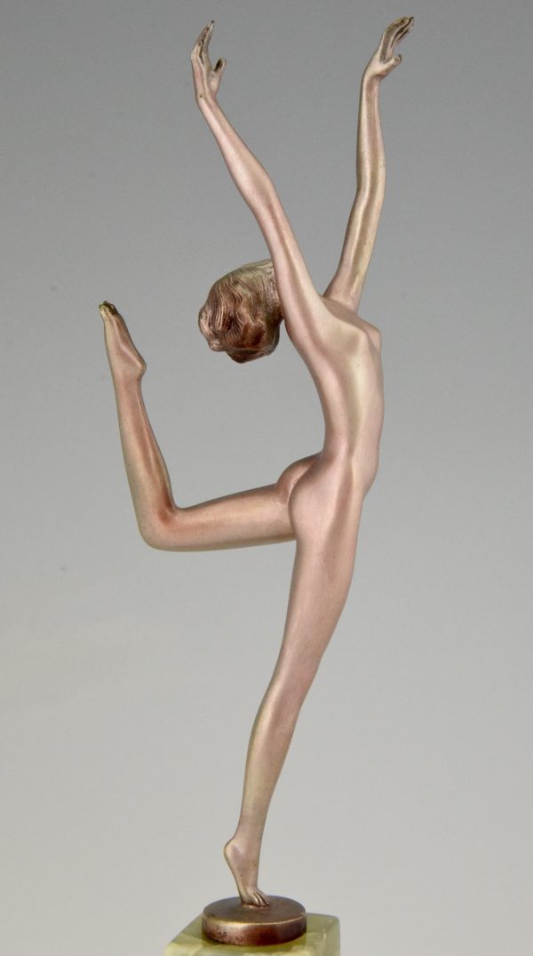 Art Deco bronze sculpture female nude dancer