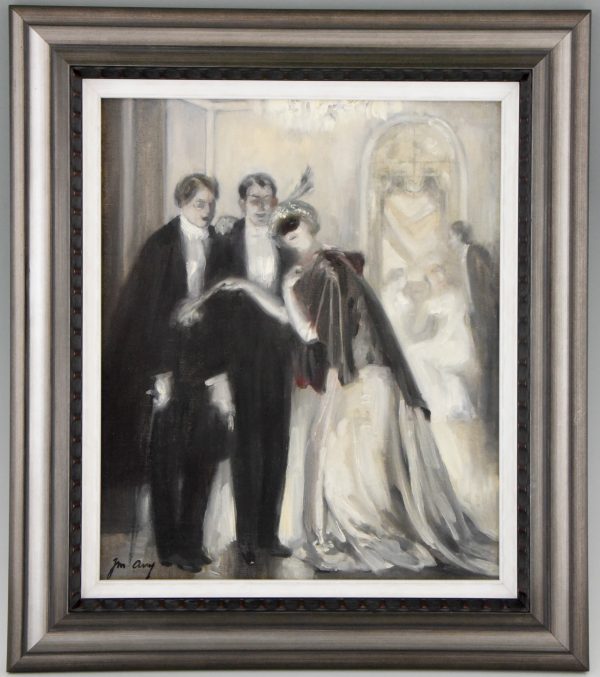 Art Deco painting 1920s masquerade ball scene