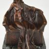 Art Nouveau bronzen doos sculptuur naakte vrouw op bank