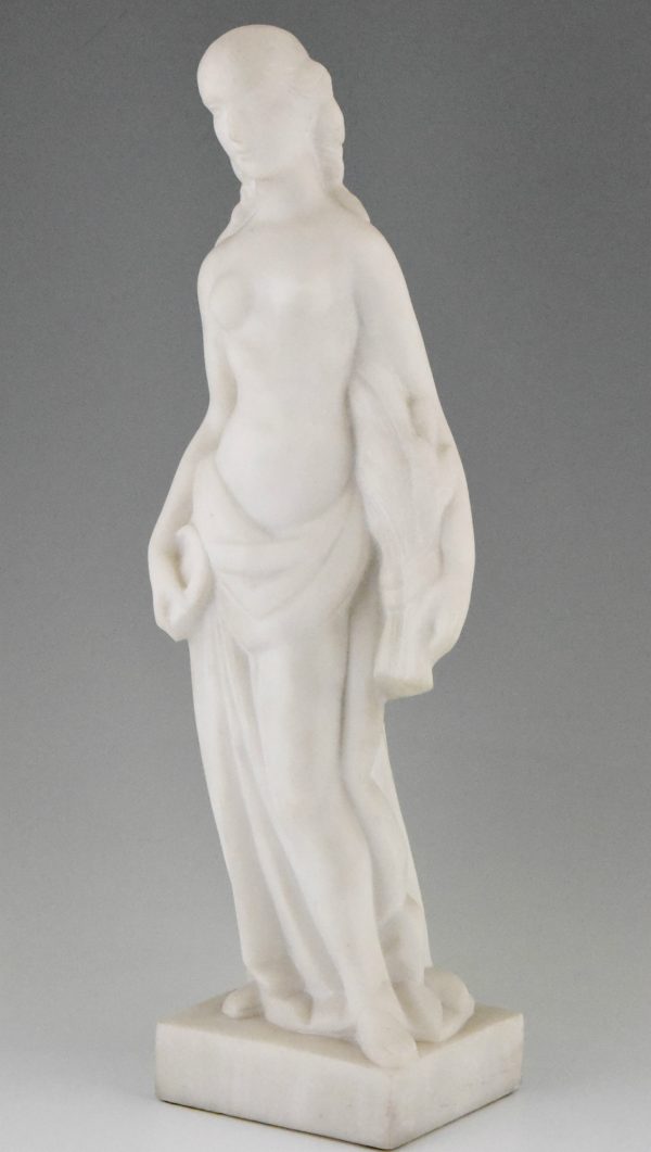 Art Deco sculpture en marble femme nue