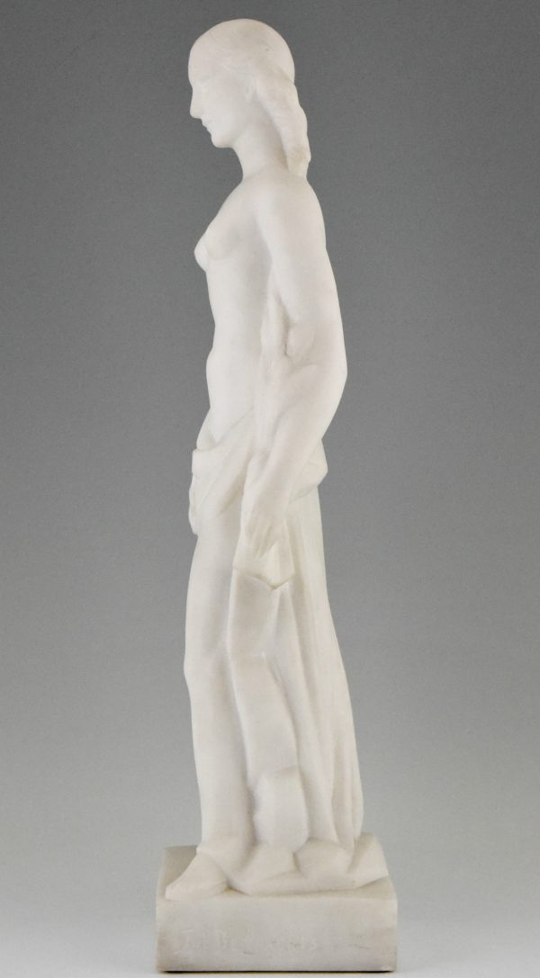 Art Deco sculpture en marble femme nue