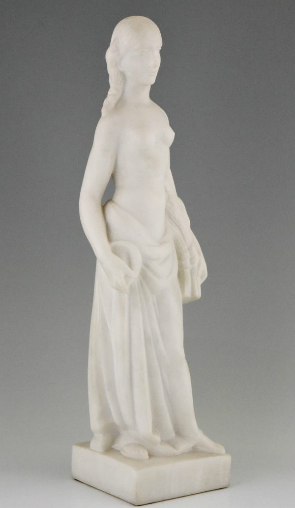 Art Deco sculpture en marble femme nue