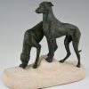 Art Deco sculpture of two greyhounds