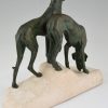 Art Deco sculpture of two greyhounds