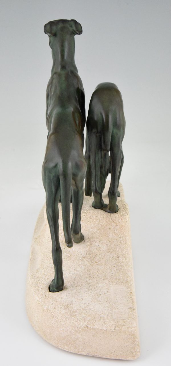 Art Deco sculptuur twee greyhounds