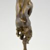 Antique bronze sculpture satyr with flute