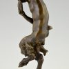 Sculpture en bronze satyre avec flute
