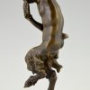 Antique bronze sculpture satyr with flute