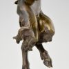 Antique bronze sculpture satyr with flute