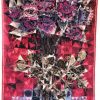 Handgewebte abstrakte Gobelin Wandteppich 1969 Blumenstrauss