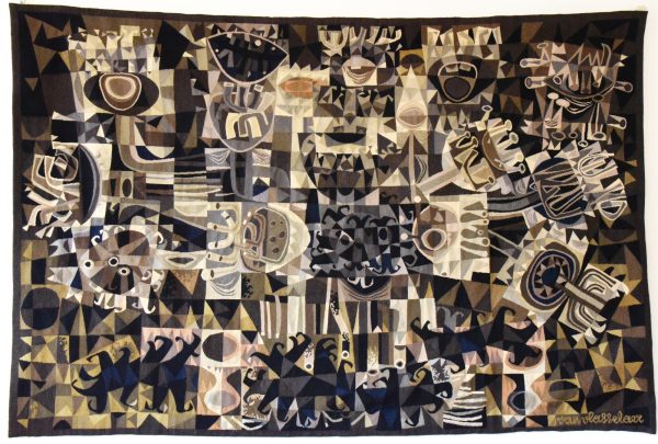 Mid-century handwoven abstract tapestry 1972 Primavera