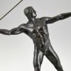 Art Deco sculpture bronze homme nu à la lance