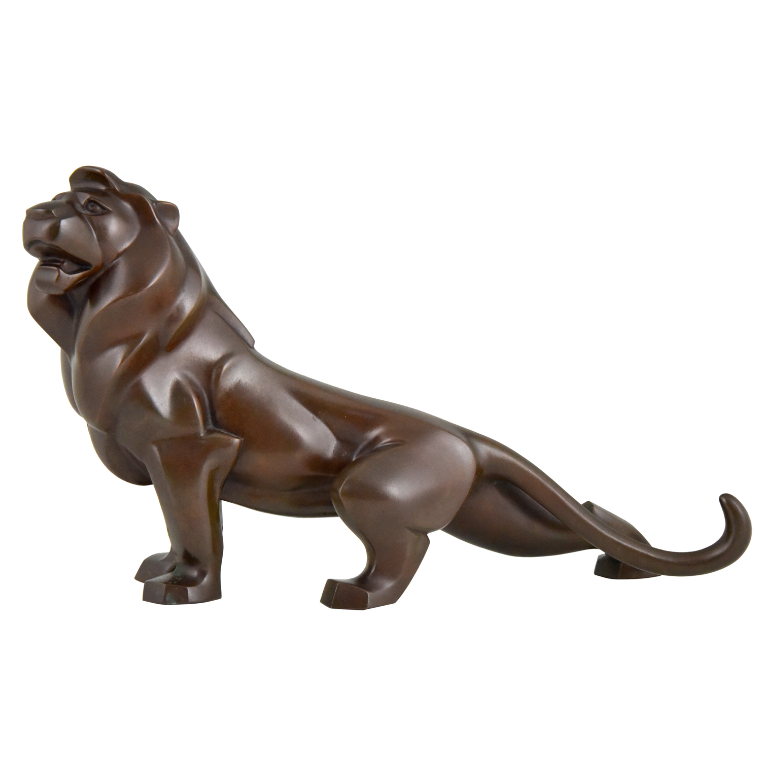 Art Deco bronzen sculptuur leeuw