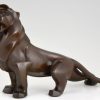 Art Deco bronze sculpture of a lion.