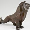 Art Deco bronze sculpture of a lion.