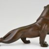 Art Deco bronzen sculptuur leeuw