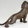 Art Deco bronze sculpture of a lion.