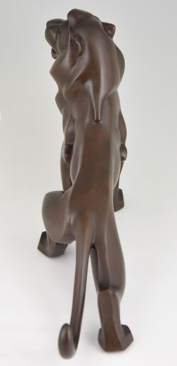 Art Deco bronzen sculptuur leeuw