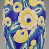 Art Deco vase aux fleurs en céramique