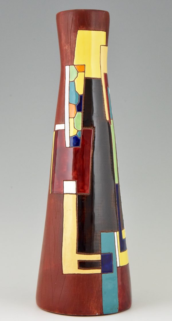 Vase céramique motif abstrait 1960
