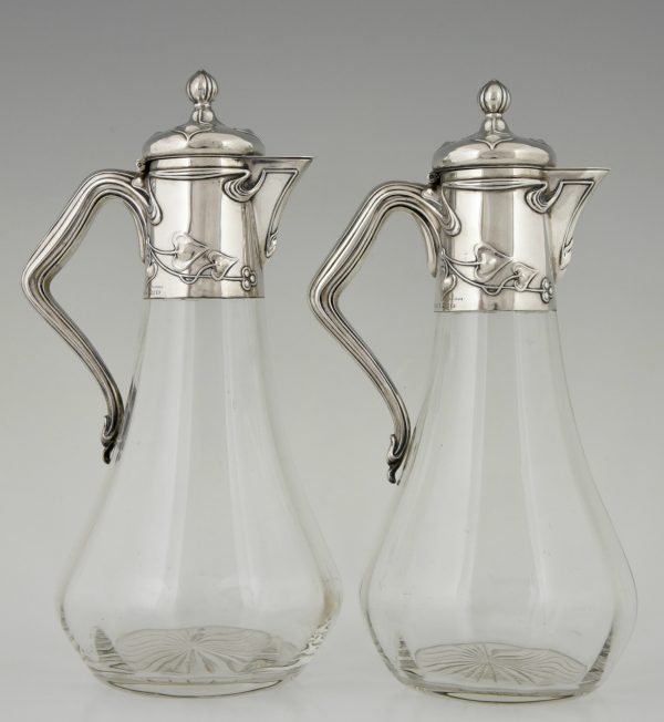 A pair silver Art Nouveau decanters
