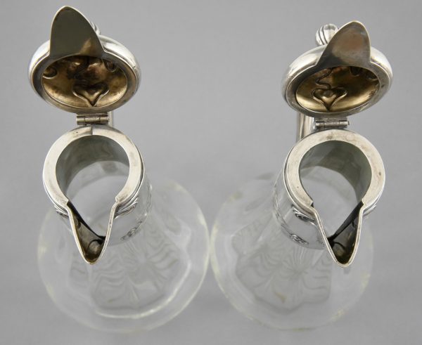 A pair silver Art Nouveau decanters