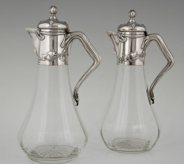 A pair silver Art Nouveau decanters