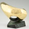 Abstract bronze oval shaped sculpture.