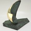 Sculpture en bronze moderne abstrait.