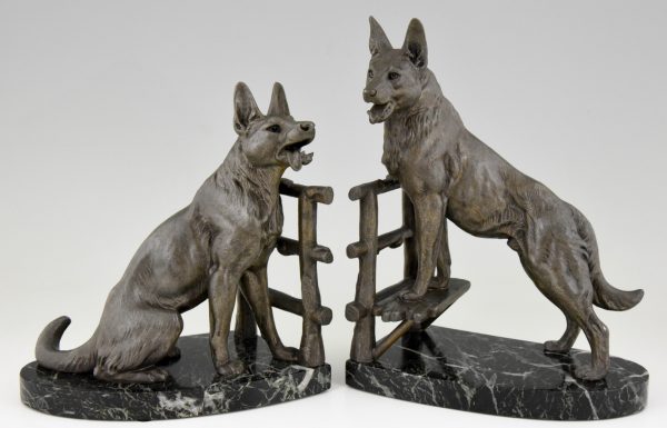 Art Deco Buchstütze Schäferhund