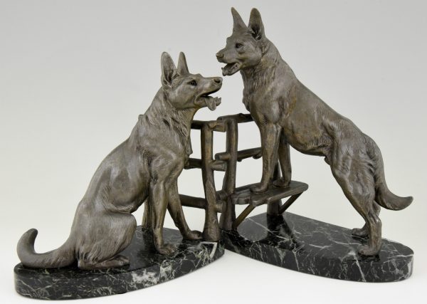 Art Deco Buchstütze Schäferhund