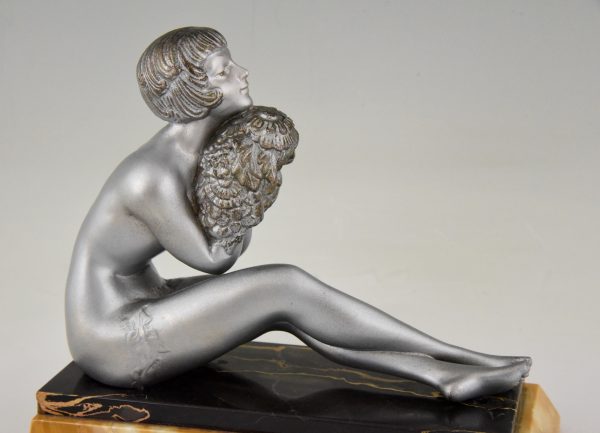 Art Deco serre livres femmes nues aux fleurs