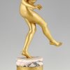 Art Deco gilt bronze nude dancer with apple